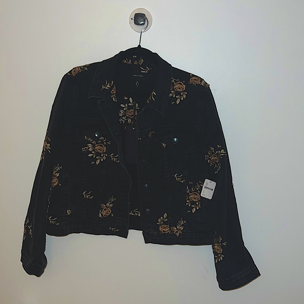 Free People Floral Denim Jacket - L
